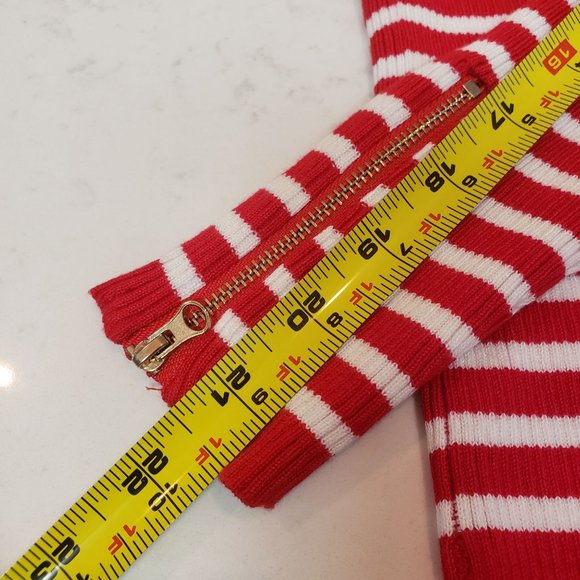 Premise Studio knit sweater size Small striped red white gold tone zipper accent - Picture 6 of 9